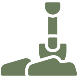 Excavator arm icon on black background