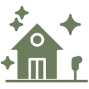Minimalist home illustration with sparkles