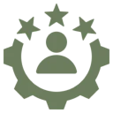 User profile with stars and gear