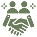 Partnership graphic with two figures